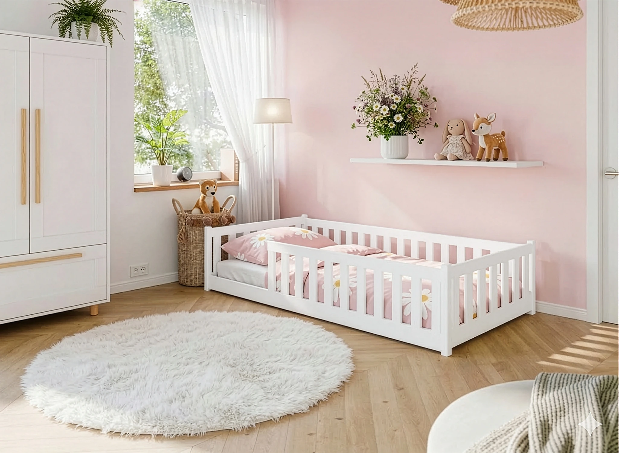 BELLA 80x160 Hvid Montessori gulvseng til børn Lano Møbler
