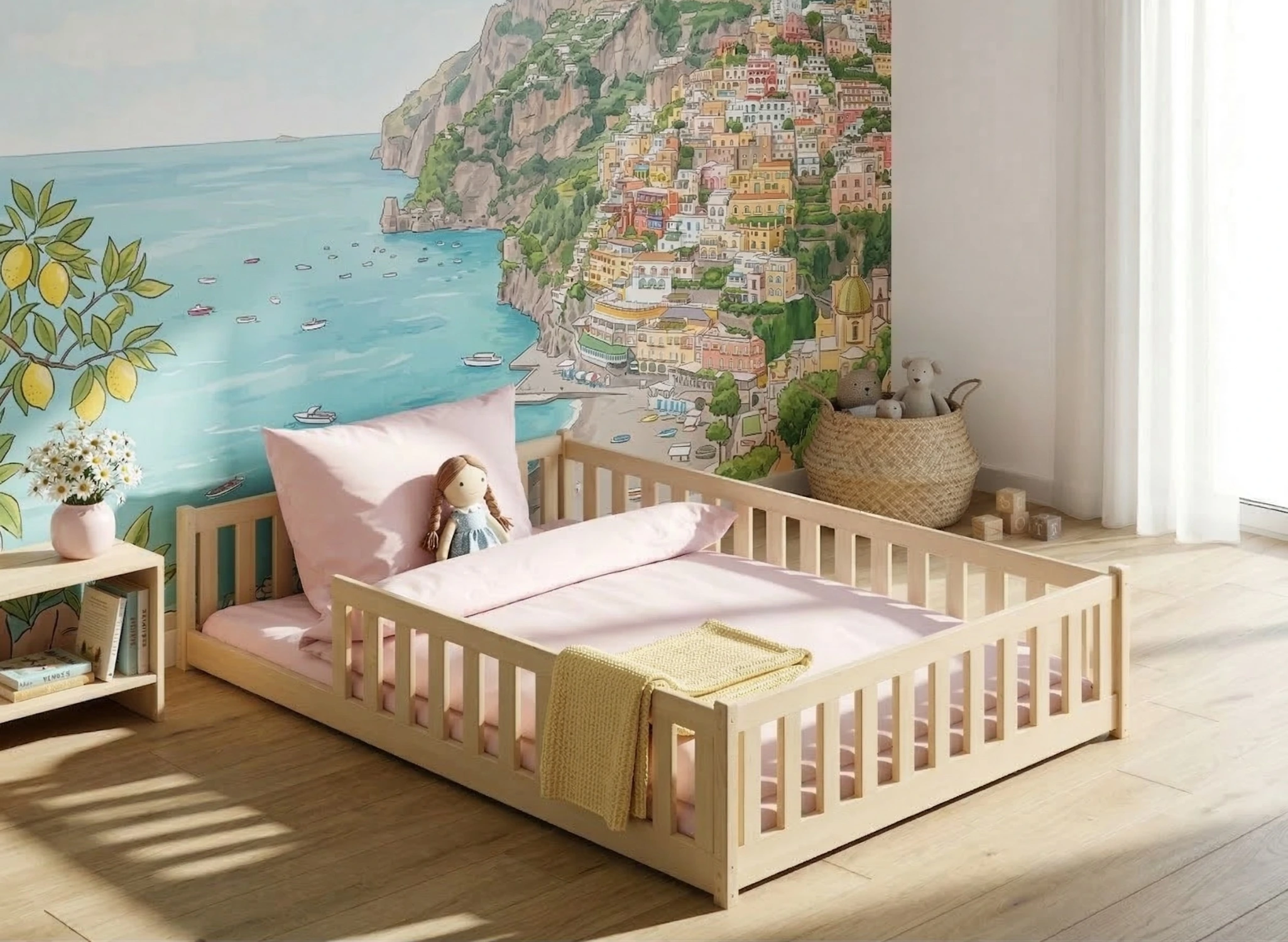 MATI 140x200 Fyrretræretræ Montessori gulvseng for børn Lano Møbler