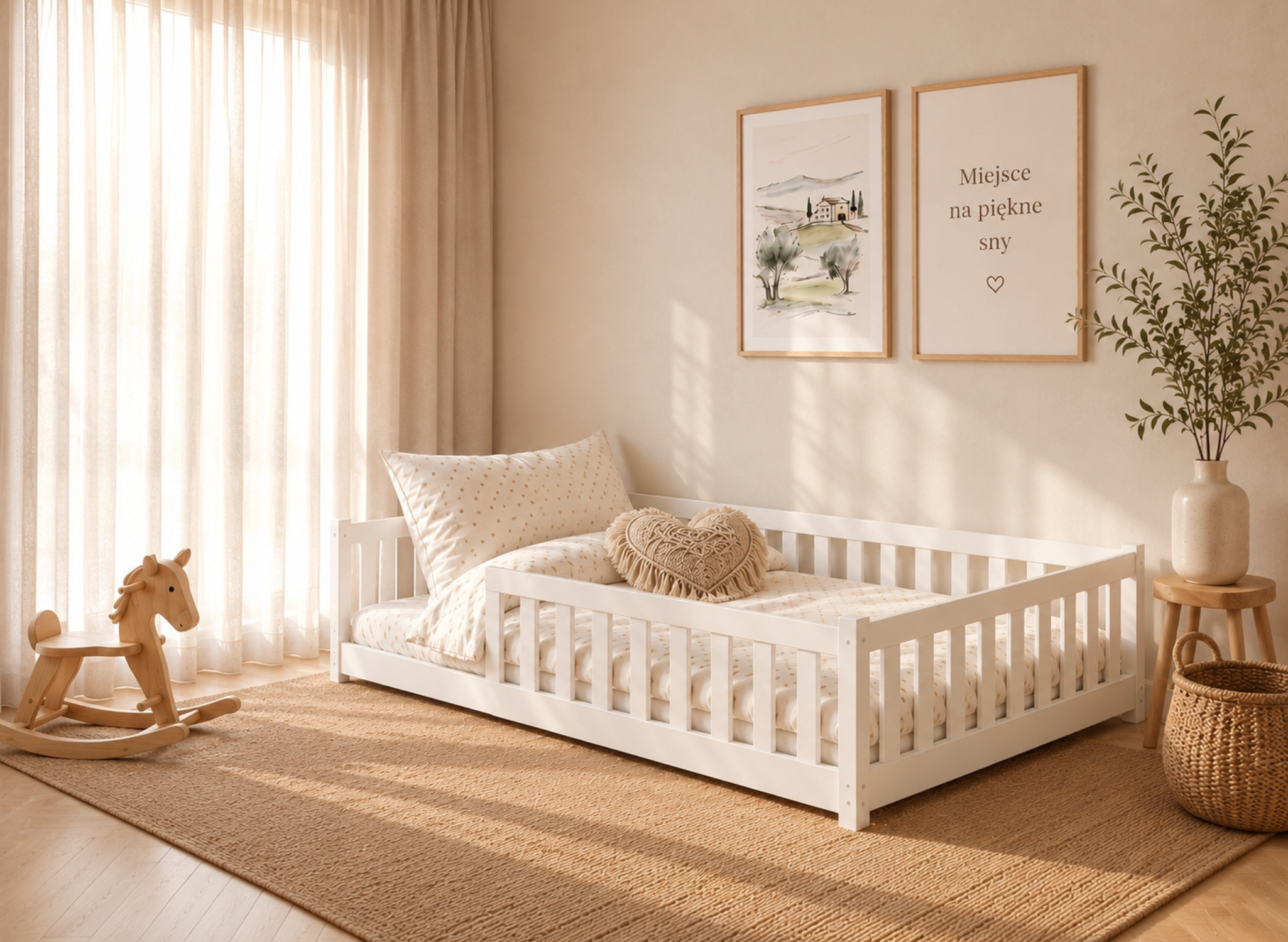 OTIS 120x200 Hvid Montessori gulvseng for børn Lano Møbler