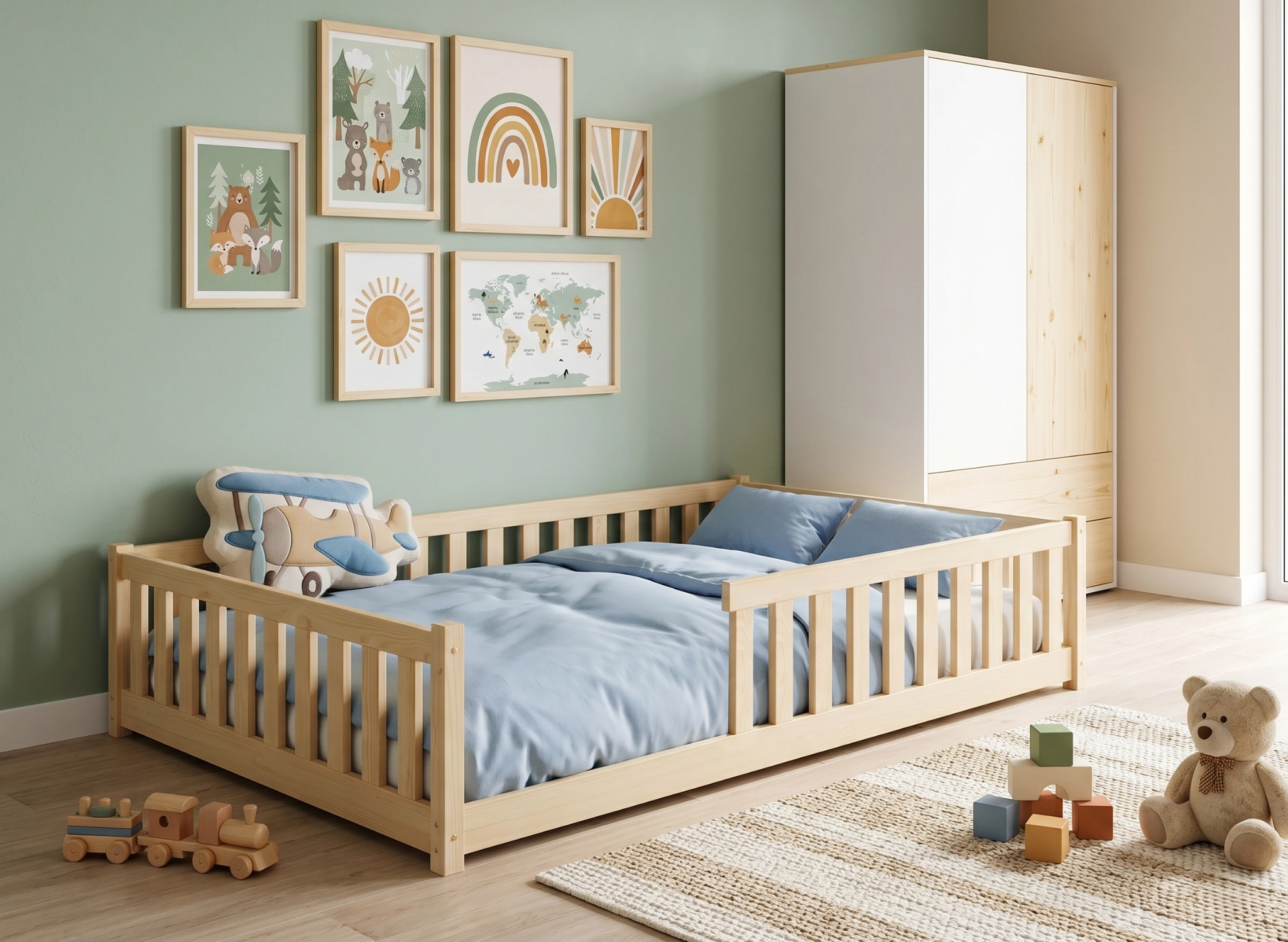 MATI 140x200 Fyrretræ Montessori gulvseng for børn Lano Møbler